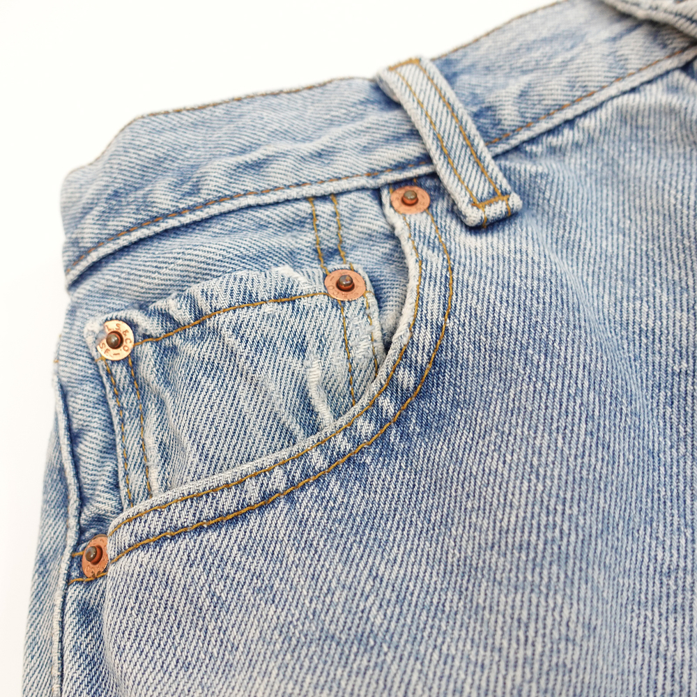 Vintage Levi's High Rise Light Wash Denim Cutoff Mini Skirt - 28 - Picture 9 of 9